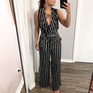 Black & White Stripe Jumpsuit